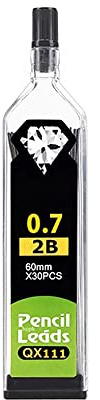 0.7mm 2B Bleistiftminen, Bruchfeste Bleistiftmine für Automatische und Mechanische Bleistifte 30 pro Tube, 1 Röhren (30 Stück)