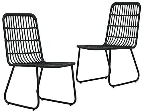 Tidyard Gartenstühle Gartenstuhl Klappstuhl Essstuhl Gartenmöbel Stuhl 2 STK. Poly Rattan Schwarz 66,5 x 53,5 x 90 cm