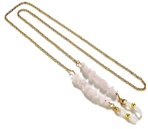 Brillenkette Edelstahlkette Handgefertigte Brillenkette Für Damen Lesebrille Sonnenbrillenband Umhängebänder Rosequartz