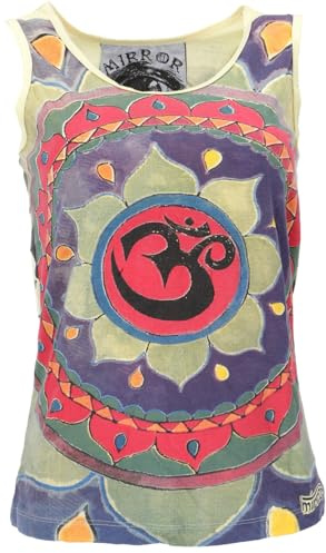 GURU SHOP Mirror Tank Top, Yoga-Top - Mandala OM/gelb, Damen, Size:M