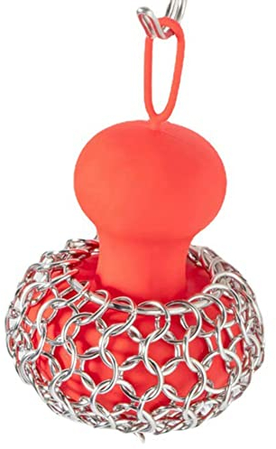Ctwezoikmt Cast Iron Chainmail Scrubber, Cast Iron Skillet Cleaner for Fry Pan Cleaner Cast Iron Skillet Cleaner Chain Red