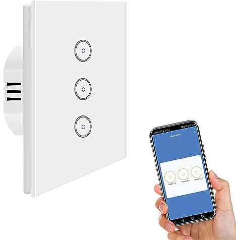 UseeLink ZigBee - Interruttore della luce intelligente a 3 marce, 10 A, funziona con telecomando Alexa Home, richiesto, filo neutro, certificato CE REACH, modulo bianco, ZHA Zigbee 2 Mqt (1