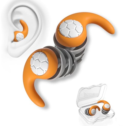 KKNE Tapones Oidos Ruido Dormir, Tapones Antirruido Reutilizables y Lavables, Antironquidos para Dormir y Protección Auditiva, Tapones Oidos Natación, Naranja