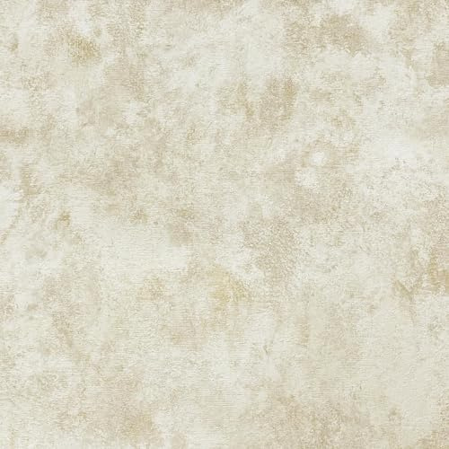 World of Wallpaper Luxe Collection, Lightly Textured, Beige/Gold (WOW093) | Easy to apply wallcovering, Industrial, Heavyweight, Concrete Effect, Metallic sheen, Bedroom, Hallway (10.05m x 53cm roll)