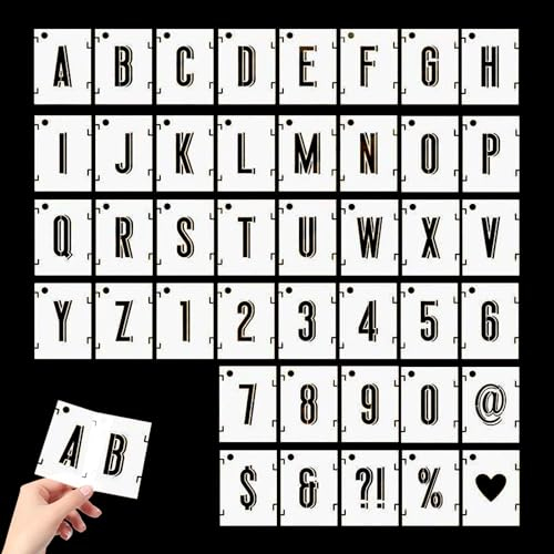 ChAusa 42 Stück Buchstaben Schablone, Zahlen Schablonen, Buchstaben und Zahlen Schablone, Schriftschablonen Set, Wiederverwendbar Zahlenschablonen für Kunstmalerei, Bastel-DIY-Schreiben (2 Zoll)