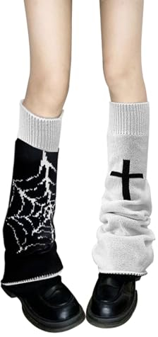 Oemmn Lose Gestrickte Beinwärmer für Damen Winter Leg Warmers Y2K Japanische Lolita Beinstulpen Lange Socken Kawaii Häkeln Beinwärmer Gestrickte Warme Oberschenkel Hohe Socken (Pentagramm)