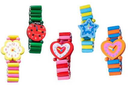 PACKOVE 5St Cartoon-Uhr aus Holz Fußkettchen Armbanduhren Kinderspielzeug Spielzeuge Spielzeug für Kleinkinder Cartoon Uhren Spielzeug Eltern-Kind-interaktives Spielzeug Handgelenk hölzern