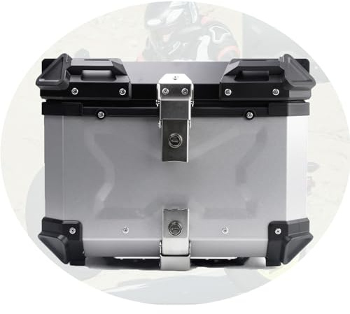 Motorrad Kofferraum Mit, Aluminiumlegierung Topcase,Schwarz/Silber Motorrad-Heckbox Mit,WetterbestäNdig Aufbewahrt Werden Diebstahlschutz, Gepäck Mit Sicherheitsschloss (Color : Silver, Größe : 1