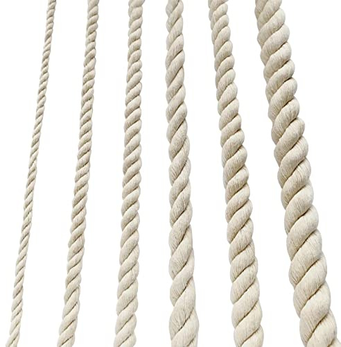 Nissary 4 mm dickes weißes Baumwollseil, 25 m, weiche, natürliche Baumwollschnur für Makramee-Pflanzenaufhänger-Set, Gartenterrasse, DIY Handwerk und Heimdekoration