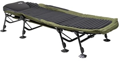 Mostal 3D Bedchair 8-Bein Angelliege Camping Comfort Karpfenliege belastbar bis 160kg mit integriertem Kopfkissen