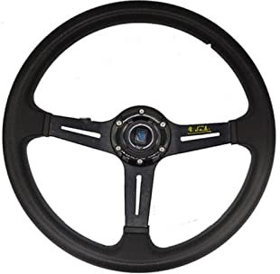 Volante Sportivo,Volante Auto Universal PU 14 pollici Auto Racing Ruote dello sterzo Ruote dello sterzo Deep Mais Drifting Sport Volante con logo(Color:Black B)