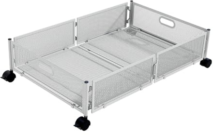Generico Portaoggetti sotto letto con ruote, organizer sotto letto, Contenitori portaoggetti pieghevoli con ruote, Cassetto metallico con rotelle di grande capacità per vestiti e coperte