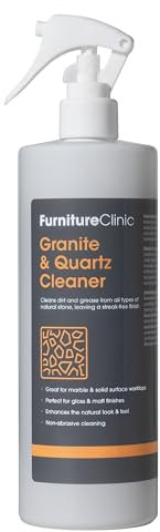 Furniture Clinic Granite & Quartz Spray Cleaner for Kitchen Worktops & Sinks - Non Abrasive Cleaning & Streak Free Finish - Dirt & Grease Remover - Clean Black or White Marble Stone Worktop - 500ml