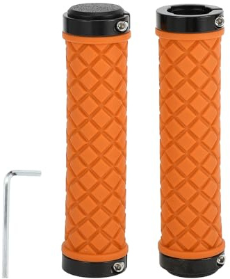 TUCKBOLD Bike Handlebar Grips Covers 128mm Long Lightweight Orange | Bicycle End Grips Protector, 1 Set