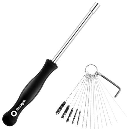 OXDFK Kit d'outils de réglage de carburateur hexagonal, tournevis hexagonal de 4 mm avec 15 brosses de nettoyage et clé, pour Stihl Ryobi Poulan Homelite Husqvarna Echo Wacker Tondeuse tronçonneuse
