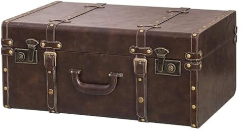 HEIDOUOZ Antiker Holzkoffer, Vintage Koffer, Koffer, Fotografie-Requisiten, Aufbewahrungsdekorationen, Retro-Koffer, 3 Stile(Brown,48x28x16cm)
