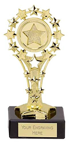 TROPHIESPLUSMEDALS All Star Gold Trophy, Black Marble Base, 13.5cm