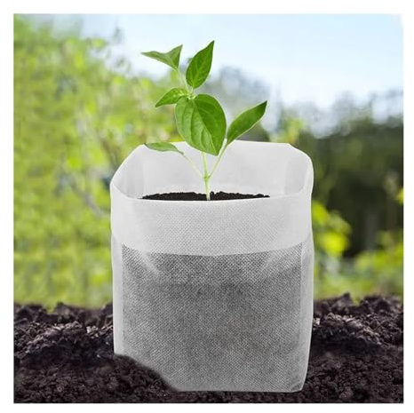 Sacchi Giardinaggio Borsa da Giardino 100 PZ Sacchetti per piantare in tessuto non tessuto Sacchetti per piante da vivaio Sacchetti per coltivare piante da giardino Eco-friendly Borsa(18x22cm (100pcs)