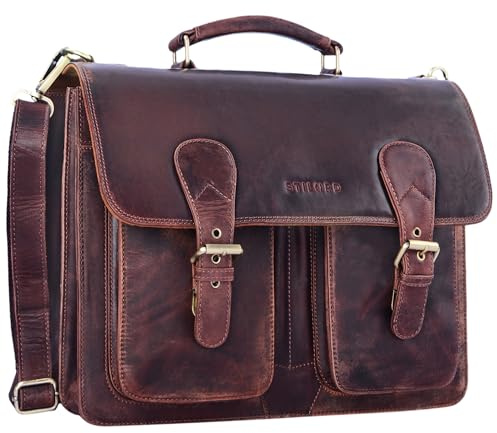STILORD 'Denver' Vintage Aktentasche Herren Leder XL - Männer Arbeitstasche für 15.6 Zoll Laptop, Große Business Umhängetasche Echt-Leder, Bürotasche Lehrertasche