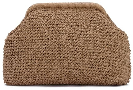 HomKuch Borsa della frizione della paglia per le donne, Cloud Dumpling Pouch Borsa della spiaggia di estate