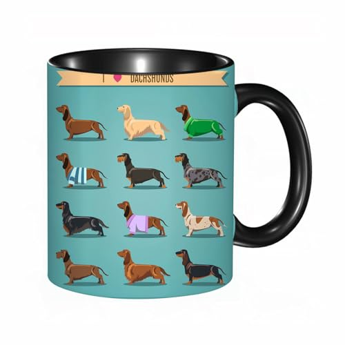 HRRASFAZF Tasse à Café | Tasse Céramique Fine | Cadeau Original | 330ml | Mug avec Anse | Cadeau Original pour Homme et Femme | Ensemble Teckel