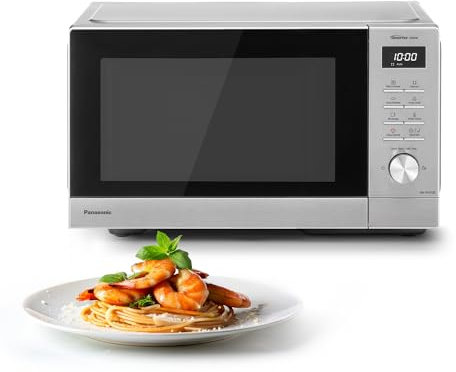 Panasonic NN-SD37QSBPQ 29L Solo Microwave Oven, 1000W, Auto Defrost, 11 Auto Programmes, Timer, Silver & Stainless Steel