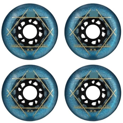 LXLAEOANG Inline Skate Rollen 88A PU verschleißfeste Inline-Skate-Räder, 4 Stück, 72 mm, 76 mm, 80 mm Rollen for Rollschuh-Skateboard-Wave-Board(Blue 76mm 4Pcs)