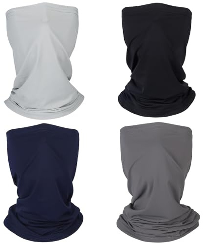 IHLOOTD Bufanda Tubular Multifuncional 4 Piezas Pañuelos Bicicleta Máscara Protección Solar UV Braga Cuello Fina Verano Diadema Elástica Deportiva para Mujer Hombre,Actividades Al Aire Libre, Cámping