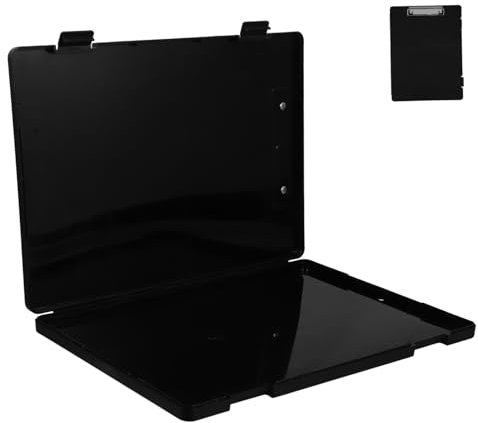 jojofuny Presse-papiers de Bureau Multifonction A4 avec Étui de Rangement Intégré Noir, Clip de Rangement Fichiers, Organiseur Portable pour Documents Scolaires et Professionnels