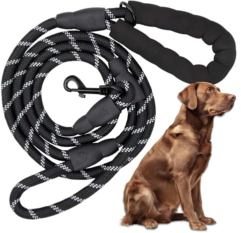 Guinzaglio per Cani in Corda – Resistente con Manico Imbottito - Doppia Impugnatura - Ideale per Passeggiate e Addestramento