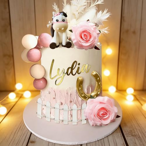 JeVenis Horse Cake Decoration Cowgirl Cake Topper Girls Horse Party Decorations Horse Racing for Western Cowgirl Birthday Baby Shower