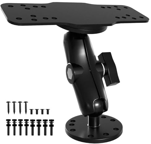 S108 Aluminum Alloy Fish Finder Mount Base, 5.4 Dual Purpose Mount with Rectangle Plate & Round Plate, 360° Rotation Marine Electronic Mount Compatible with Garmin, Lowrance, Humminbird