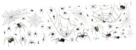 Halloween Spinnennetz Wandaufkleber Schwarz PVC für Wand und Fenster | 1 Bogen, Selbstklebend und Ablösbar, Klar Gedruckt, Beidseitige Haftung, für Partys und Gruselige Dekoration