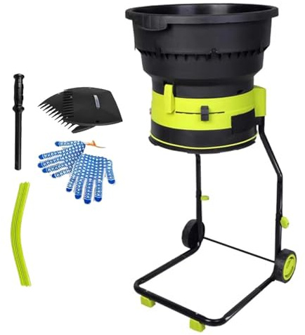 2500W Garden Leaf Shredder Electric Mulcher, 8000RPM Composting Machine, Safe Bladeless Design, 17:1 Reduction Ratio, Portable with Wheels and Collection Bag(Powercordx50m)