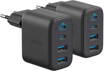 Anker Zolo 50 W USB-C 4-Port-Wandladegerät (2er-Pack), 2x USB-C & 2x USB-A