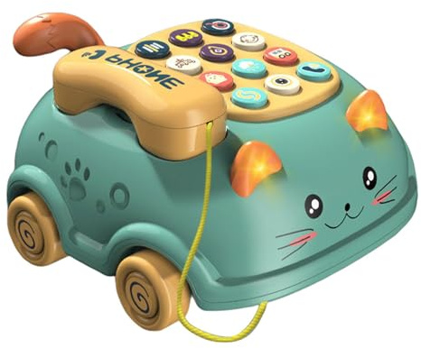 Générique Téléphone Jouet - Téléphone Bébé Jouet avec Ficelle Et 12 Boutons - Jeu De Rôle pour Cadeau Tout-Petit Garçons Et Filles