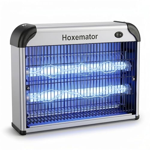 Hoxemator Lampe Anti Moustique Électrique 20W Piège à Moustique Intérieur/Extérieur avec UV 365 nm, 2000V Grille Haute Tension Tue Mouche Efficace Destructeur d’Insectes pour Habitat,Terrasse,Jardin