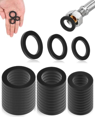 LEEQ Lot de 30 Joints d'Étanchéité Ronds en Caoutchouc pour Robinet et Tuyau de Douche - Joints Plats Étanchéité Robinetterie Salle de Bain - Pour Flexible, Mitigeur, Douchette et Raccord de Plomberie
