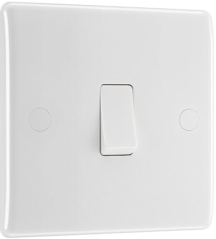 BG Electrical Single Wall Light Switch, 2 Way, Round Edge, Nexus 800 Series, White Moulded, 20A, 16AX, 812