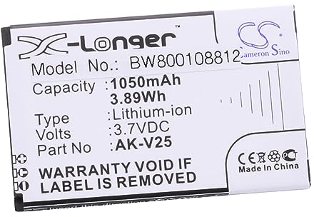 vhbw Akku kompatibel mit Emporia V25, V25_001, Active Senior, Simplicity, Euphoria, V27, Pure Handy Smartphone Telefon (1050 mAh, 3,7 V, Li-Ion)
