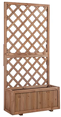 Outsunny Garden Planter with Trellis, 45L Raised Bed for Climbing Plants, Vines, Flowers, Outdoor Planter Box for Patio, 72.5 x 31.5 x 149.5 cm, Orange