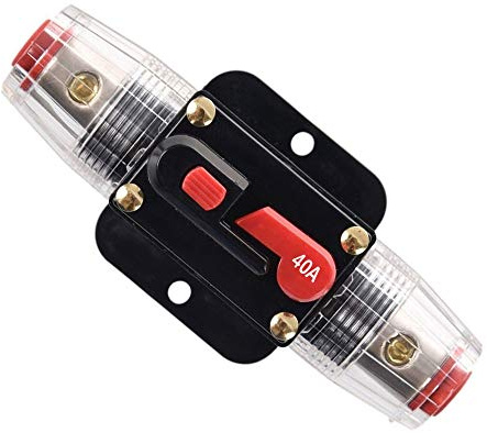 RKURCK 40A Schutzschalter, Sicherungshalter Manuelle Rückstellung Inline-Sicherungsblock für Auto Audio Marine Trolling Motoren Boot ATV Audio Solar Wechselrichter System Schutz 12V-24V DC 40 Amps