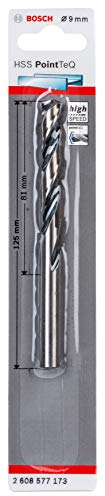 Bosch Professional Hombre Broca helicoidal HSS PointTeQ (para metal, 9 x 81 x 125 mm, accesorio de taladro), Na, diámetro 9 mm