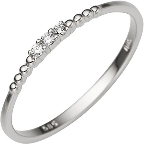 Jobo Damen-Ring schmal aus 14 Karat 585 Weißgold mit 3 Diamanten