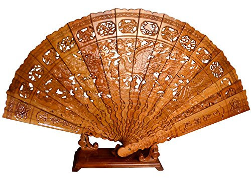 Fan Di Legno Della Pesca Ventaglio Pieghevole Di Legno Ventilatore Di Artigianato Sculture in Legno Fan Artigianato Decorazione Domestica,UN,Altezza 58 cm