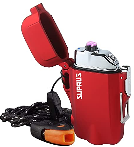 SUPRUS Encendedor impermeable Plasma IPX-7, carcasa impermeable y encendedor ligero, 2 en 1