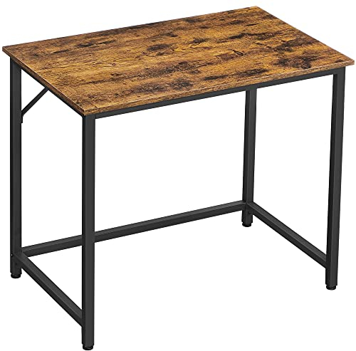 VASAGLE Scrivania per Computer, Postazione Lavoro, Scrivania da Ufficio, Studio Camera da Letto 50 x 80 x 76 cm, Stile Industriale, Struttura Metallica, Marrone Vintage e Nero Inchistro LWD038B01