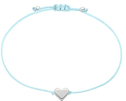Selfmade Jewelry Armband Damen Herz Silber Handmade Makramee Armbändchen mit Herzchen Größenverstellbar Inkl. Geschenk-Verpackung