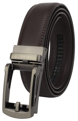 Masters & Stylists Cintura Uomo Marrone, Cintura in Pelle con Fibbia Automatica Senza Buchi, Cinta Elegante e Resistente, Regalo Uomo, Larghezza 3.5cm, Lunghezza 110cm