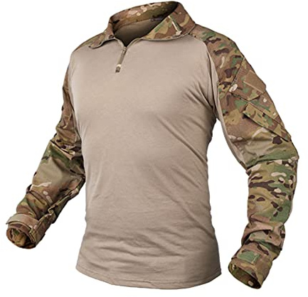 IDOGEAR Homme Shirts de Combat G3 avec Coudières Chemises Rapides 1/4 Zip à Manches Longues Vêtements Tactiques Militaires Airsoft